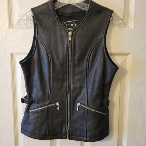 Tannery West Genuine Leather Zipper Vest Small - Picture 1 of 6